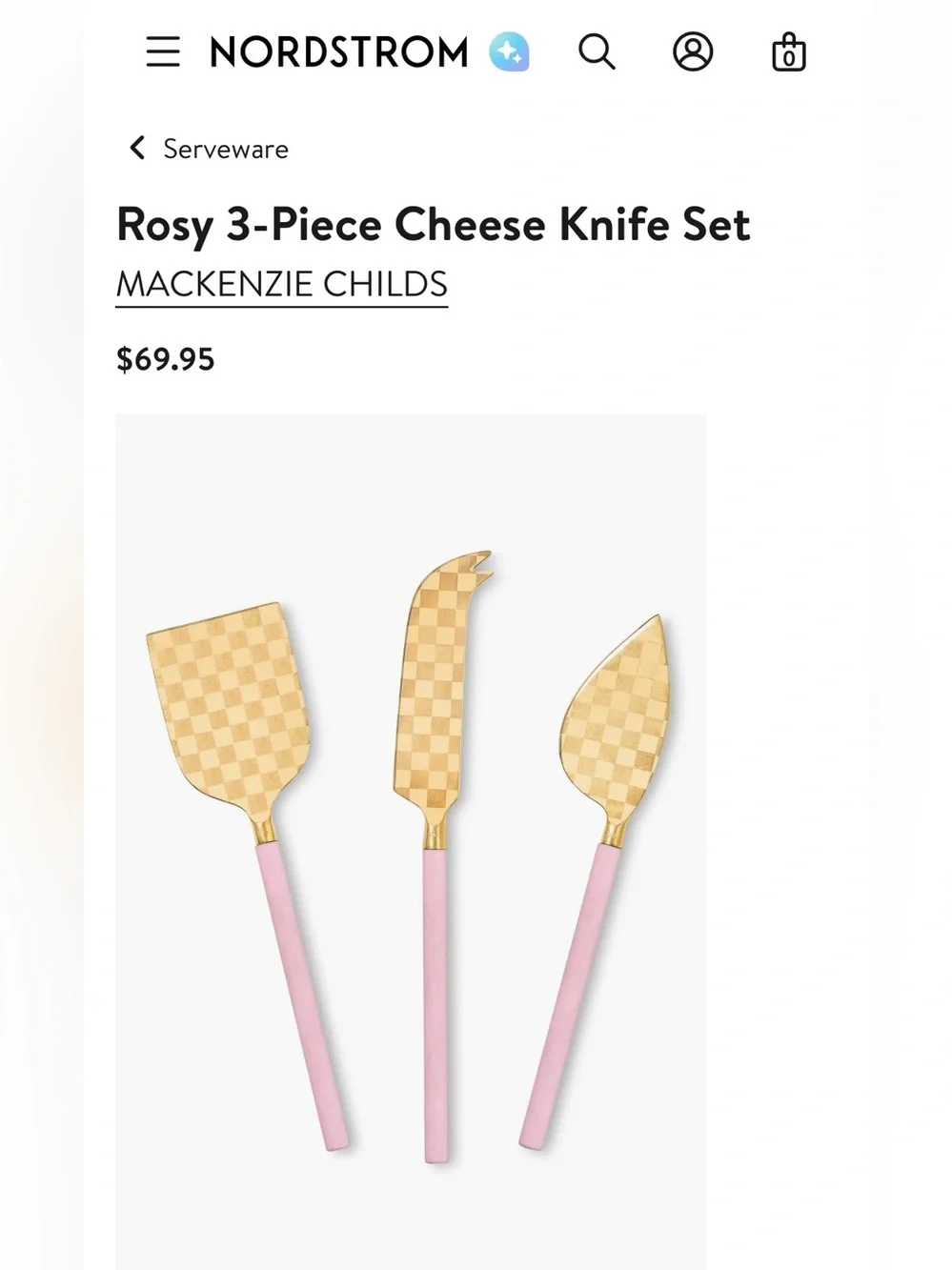 McKenzie Childs rosy check set of three new without box, cheese tools